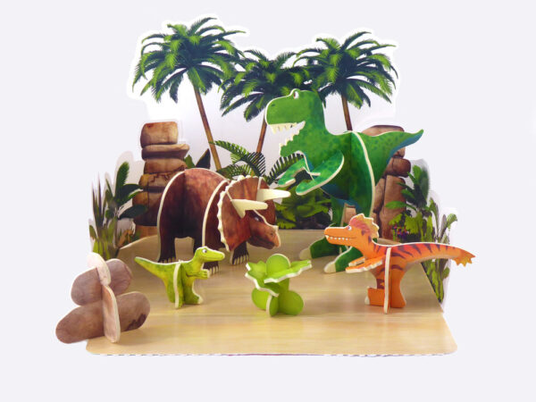 Eco friendly pop-out dinosaur play set for children from Playpress